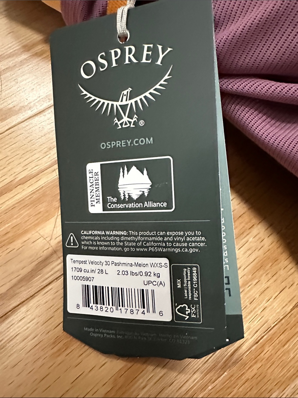 OSPREY Tempest Velocity Backpack - Picture 3 of 4